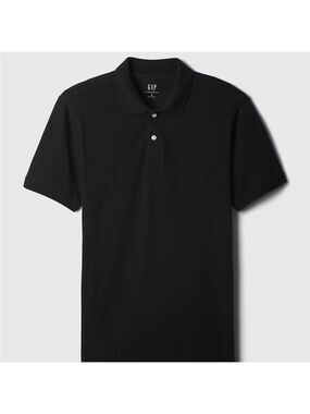 GAP All Day Pique Short Sleeve Polo Shirt in Deep Black Size Small